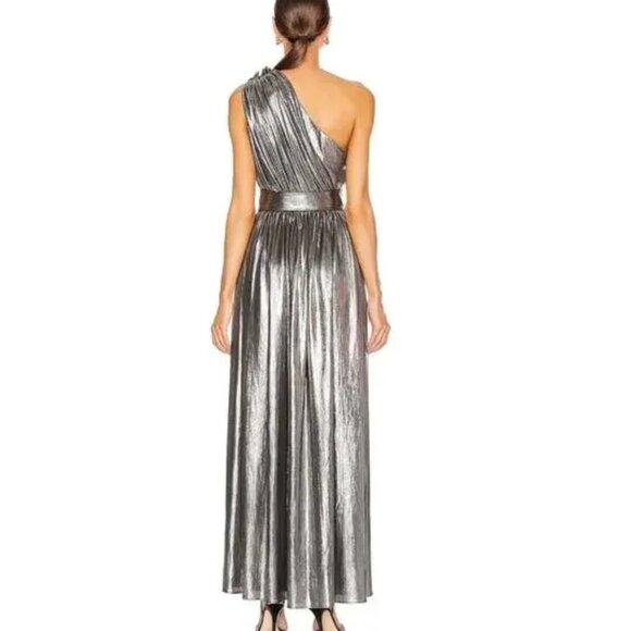 Retrofete Andrea Gown - silver one shoulder belted - Picture 4 of 5